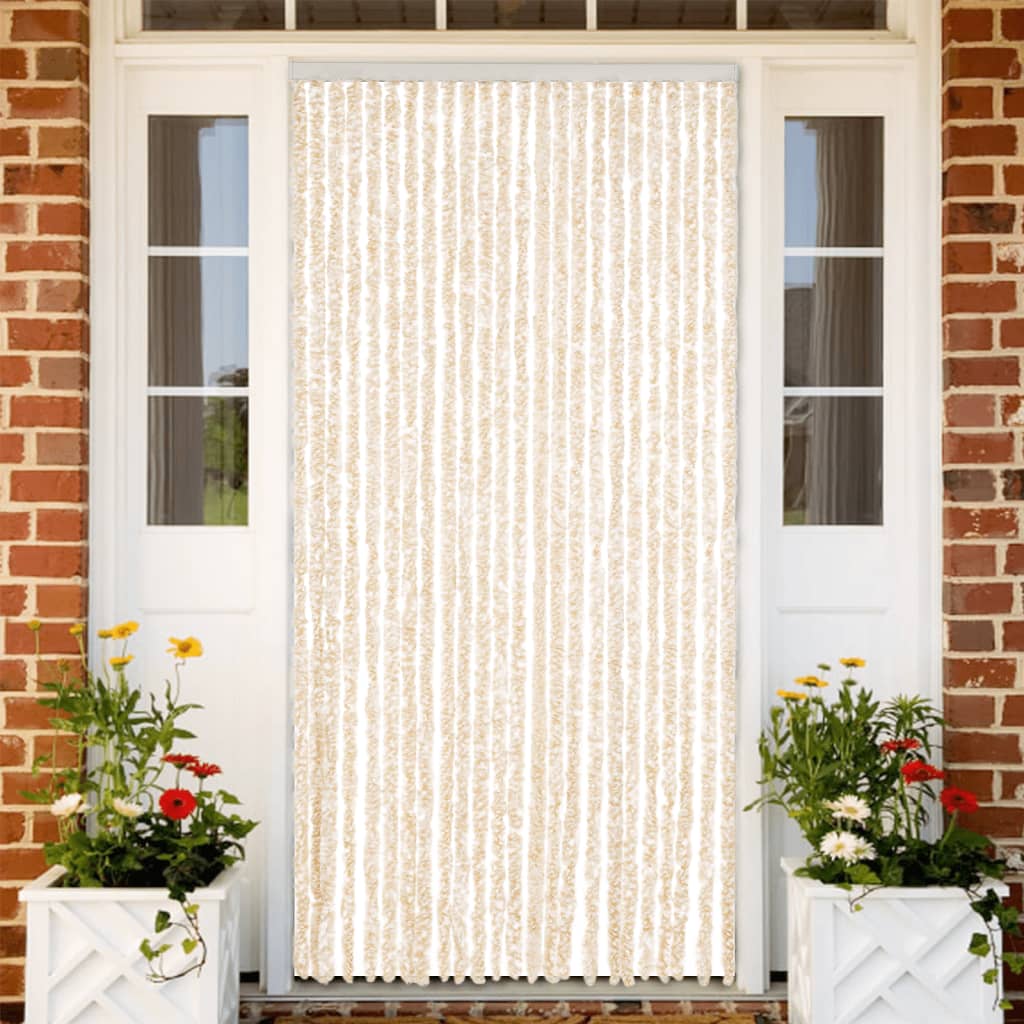 Vidaxx rideau anti-mouches 100x220 cm chenille beige et blanc