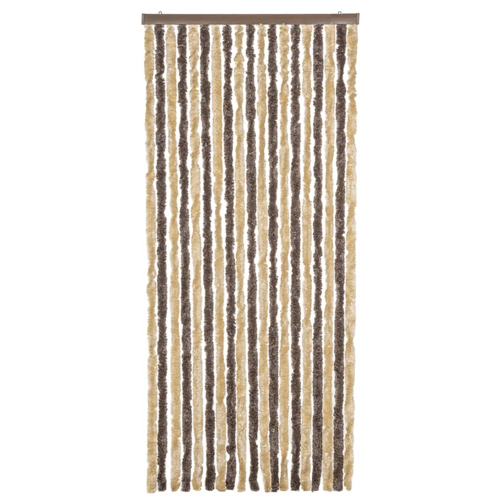 Vidaxl vliegengordijn 56x185 cm chenille donkerbruin en beige