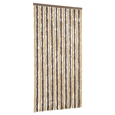 Vidaxx rideau anti-mouches 90x200 cm chenille marron foncé et beige