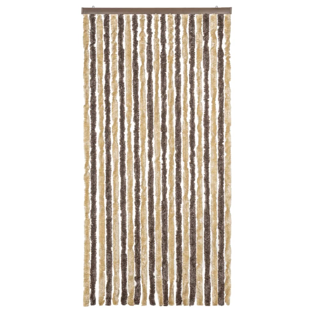 Cortina de mosca Vidaxl 90x200 cm chenille marrón oscuro y beige