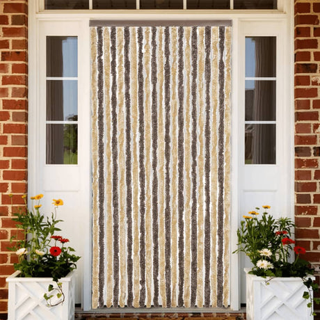 Vidaxx rideau anti-mouches 90x200 cm chenille marron foncé et beige