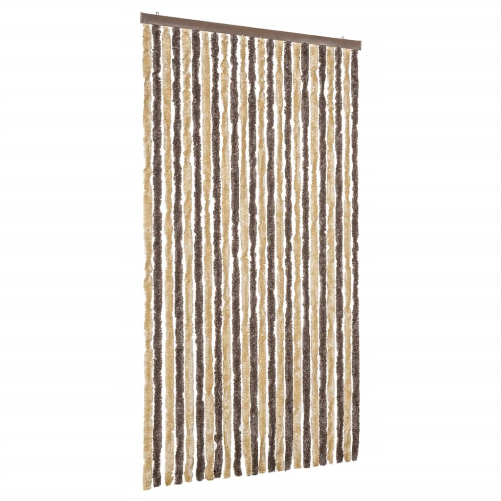 Vidaxx rideau anti-mouches 100x200 cm chenille marron foncé et beige