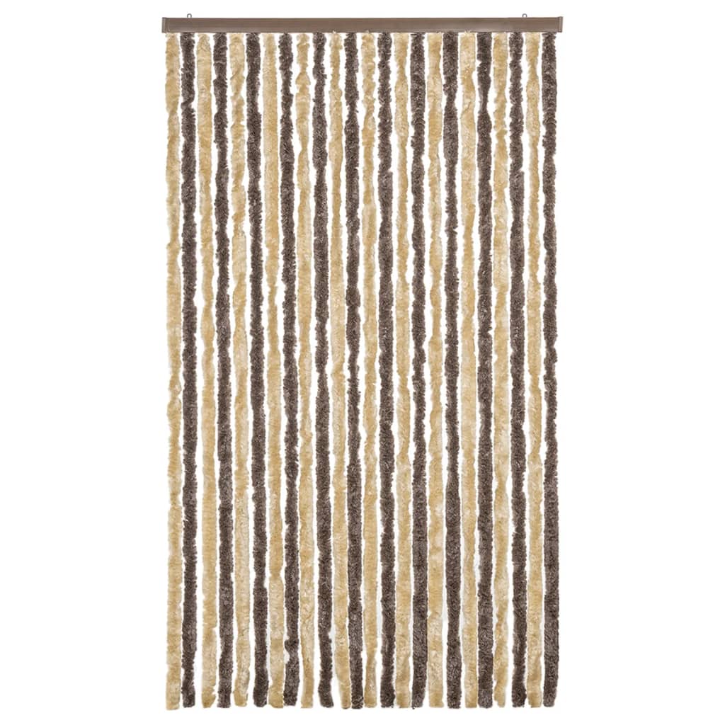 Vidaxl Fly Curtain 100x220 cm Chenille Dark Brown and Beige