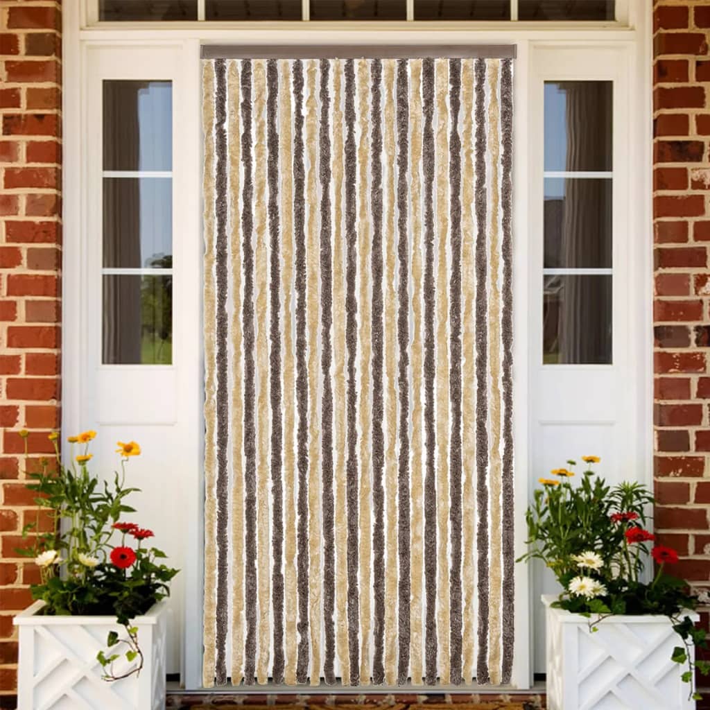 Vidaxl Fly curtain 100x220 cm Chenille dark brown and beige