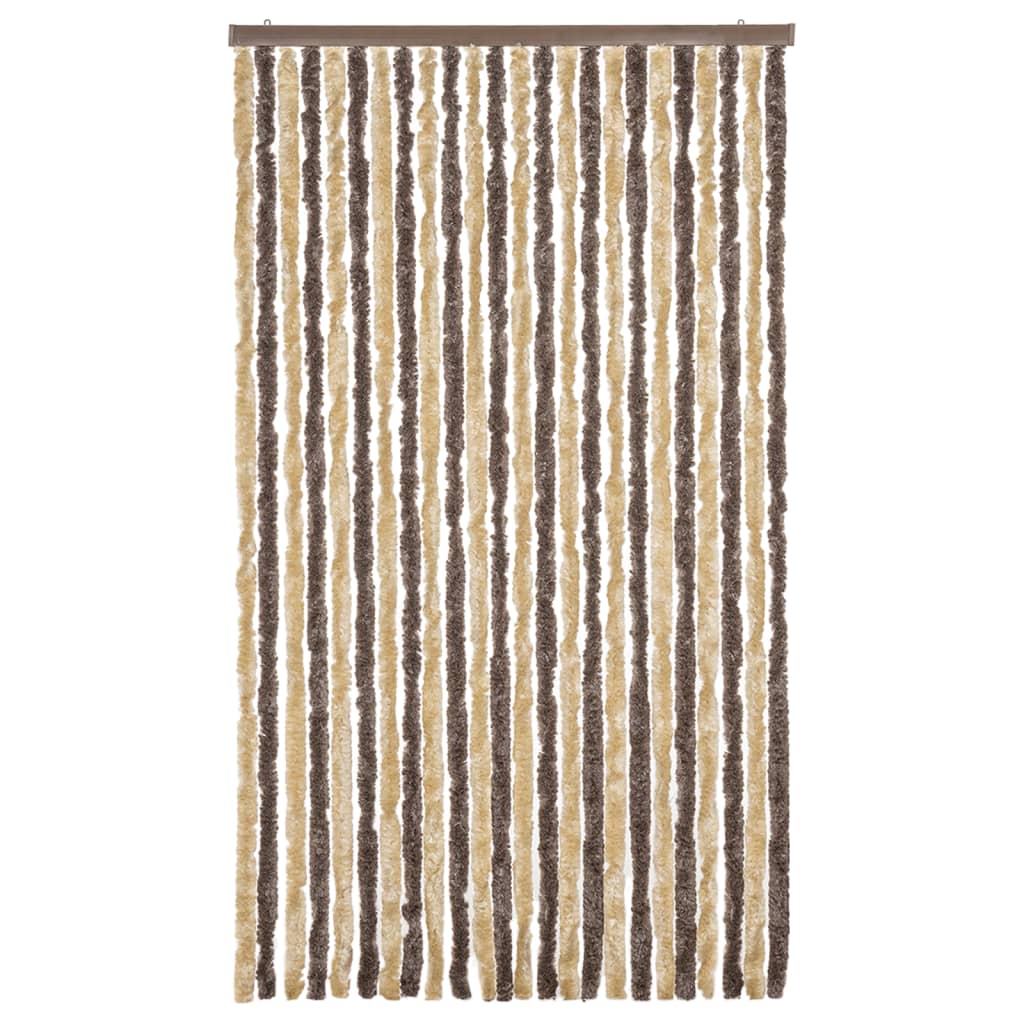 Vidaxl Fly Curtain 100x230 cm Chenille Dark Brown and Beige