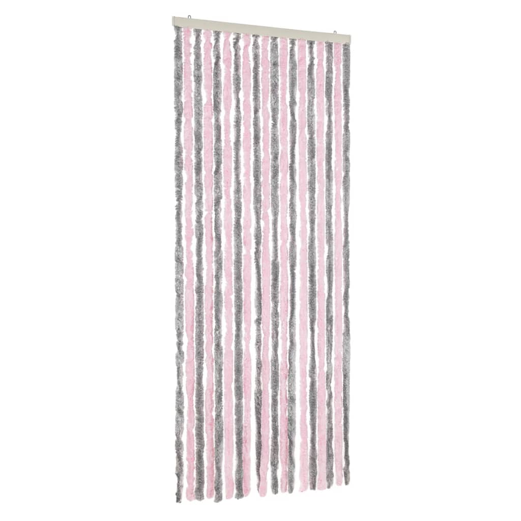 Vidaxl Fly Curtain 56x185 cm CHENILLE Silver Gris et rose