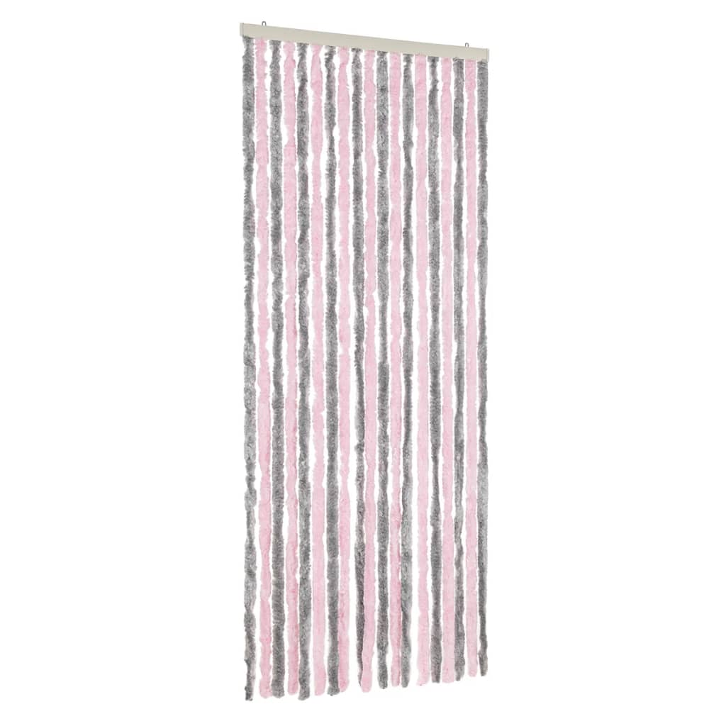Vidaxx rideau anti-mouches 56x185 cm chenille gris argenté et rose