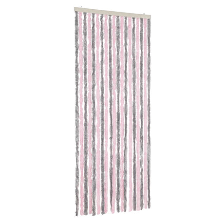 Vidaxx rideau anti-mouches 56x200 cm chenille gris argenté et rose