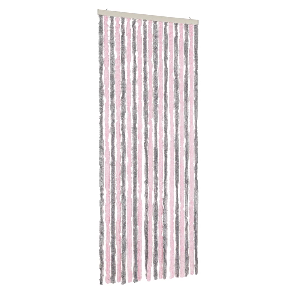 Vidaxl Fly Curtain 56x200 cm CHENILLE Silver Gris et rose