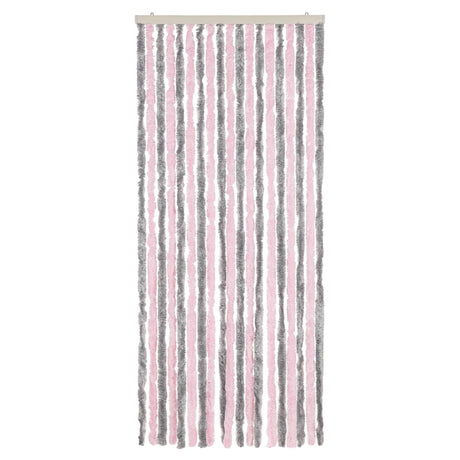 Vidaxx rideau anti-mouches 56x200 cm chenille gris argenté et rose
