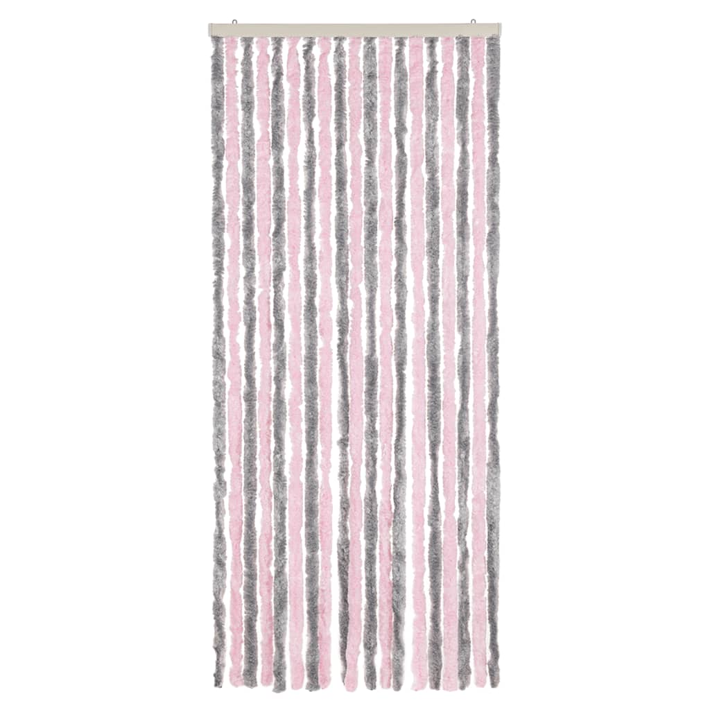 Vidaxl muha zavesa 56x200 cm Chenille Silver Grey and Pink