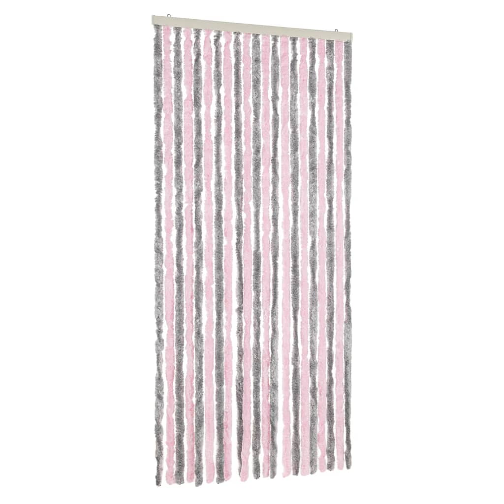 Vidaxx rideau anti-mouches 90x200 cm chenille gris argenté et rose