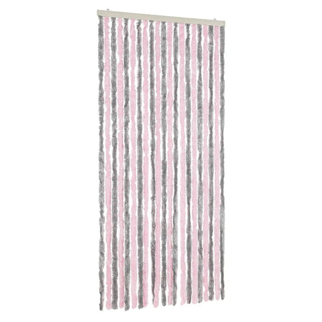 Vidaxx rideau anti-mouches 90x200 cm chenille gris argenté et rose
