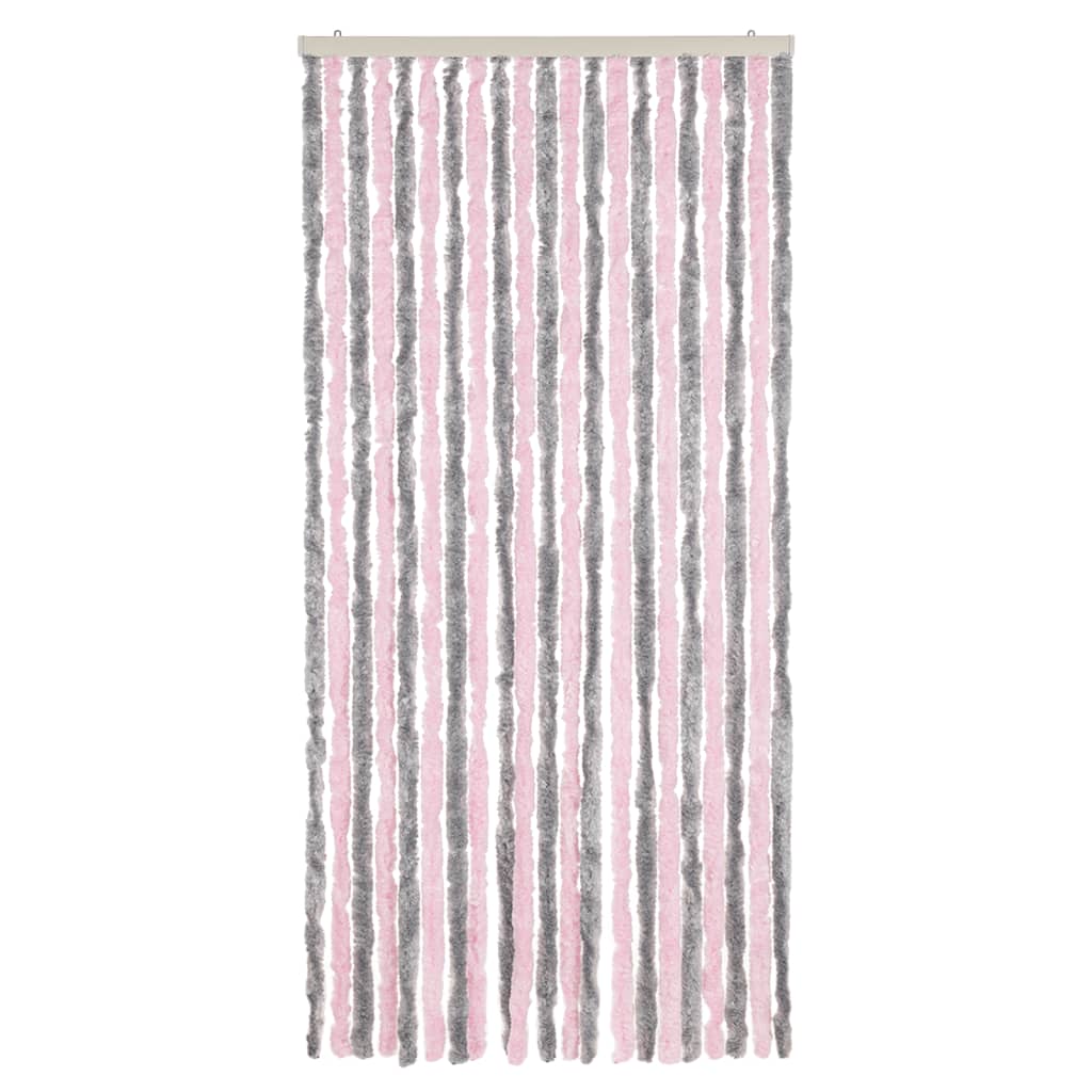 Vidaxl Fly Curtain 90x200 cm Chenille argento grigio e rosa