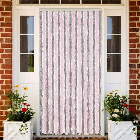 Vidaxx rideau anti-mouches 90x200 cm chenille gris argenté et rose