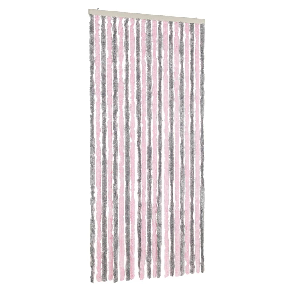 Vidaxx rideau anti-mouches 90x220 cm chenille gris argenté et rose