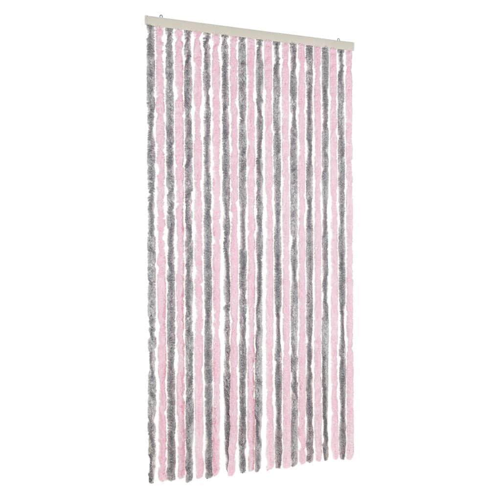 Vidaxl Fly Curtain 100x200 cm chenille silvergrå och rosa