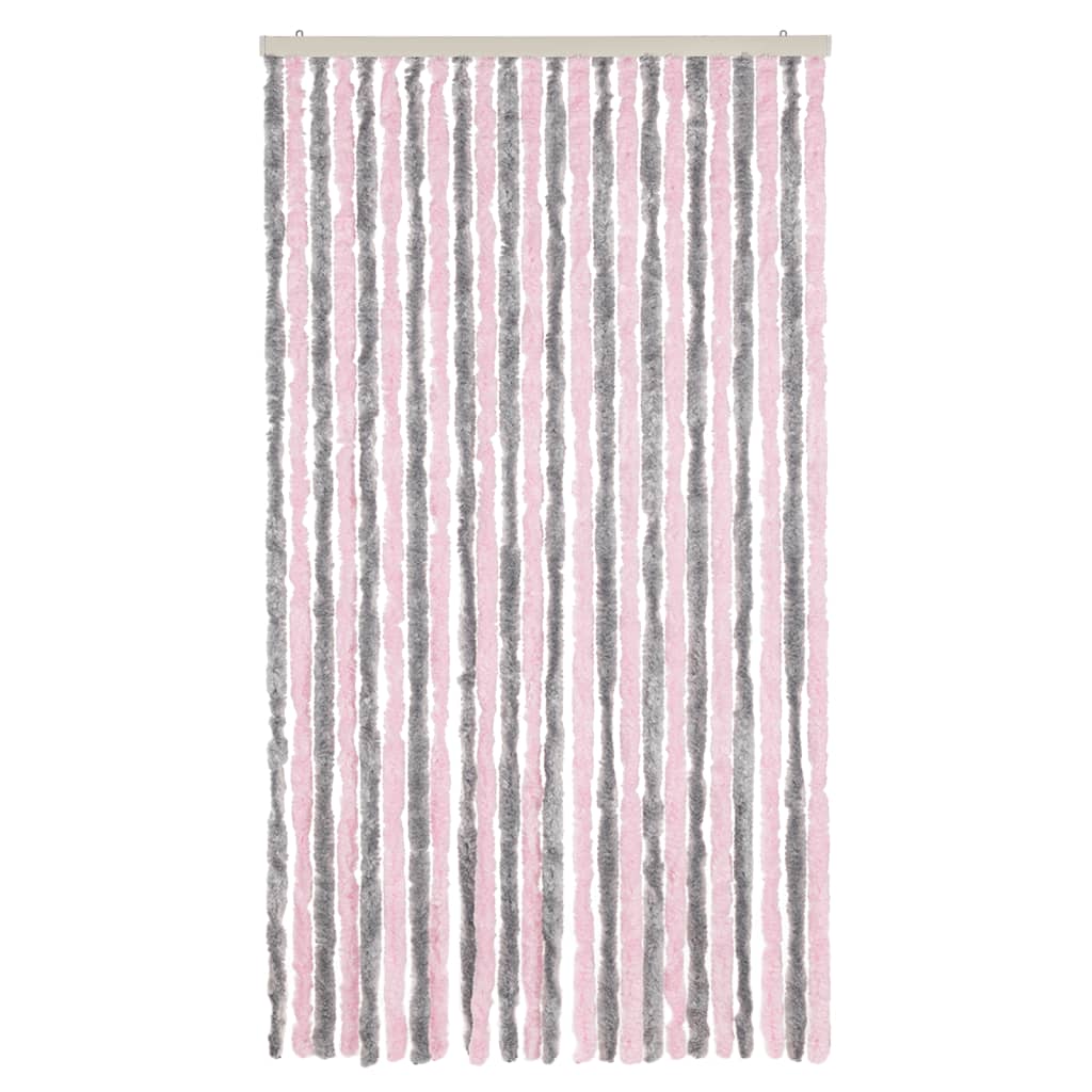 Vidaxl Fly Curtain 100x200 cm chenille silvergrå och rosa