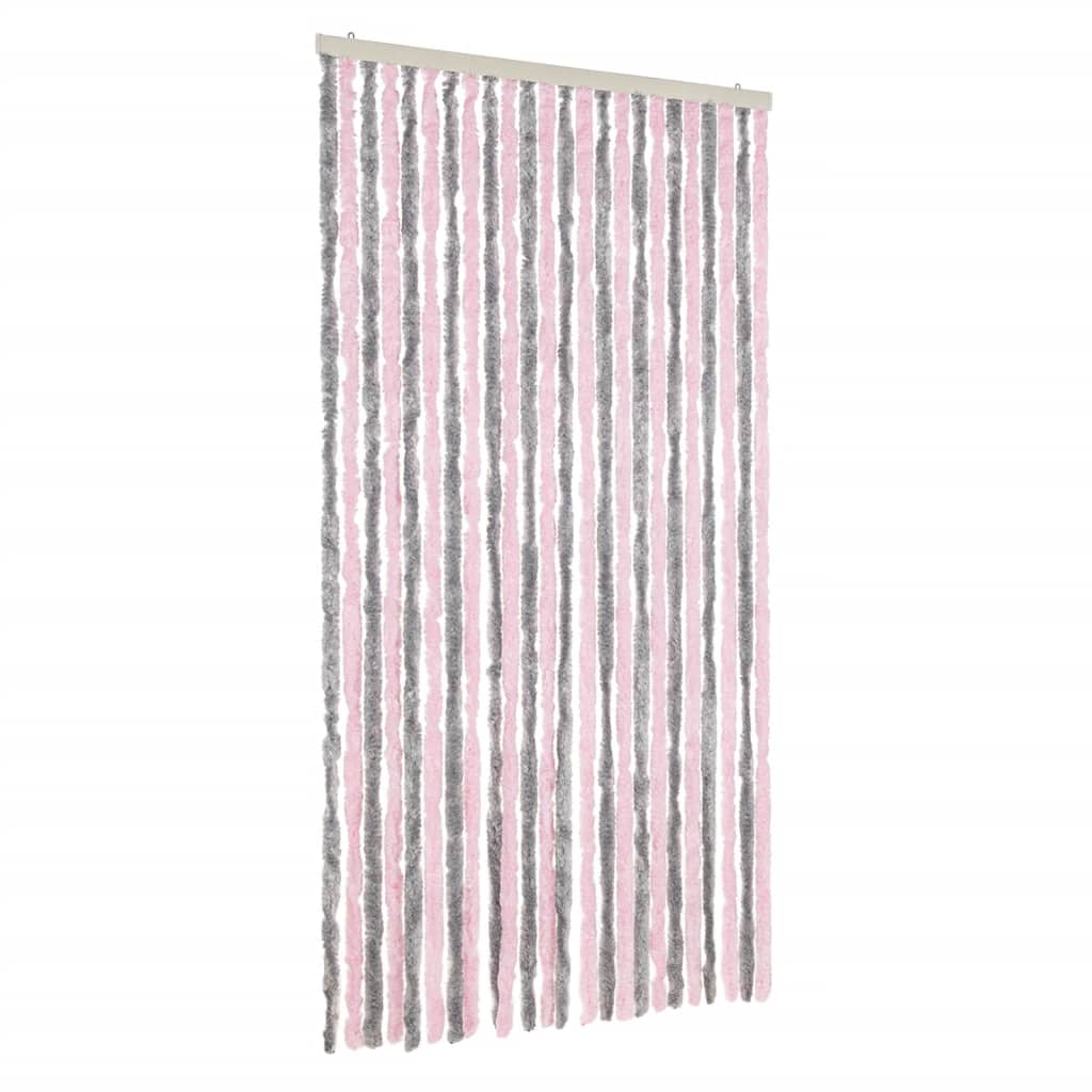 Vidaxx rideau anti-mouches 100x220 cm chenille gris argenté et rose