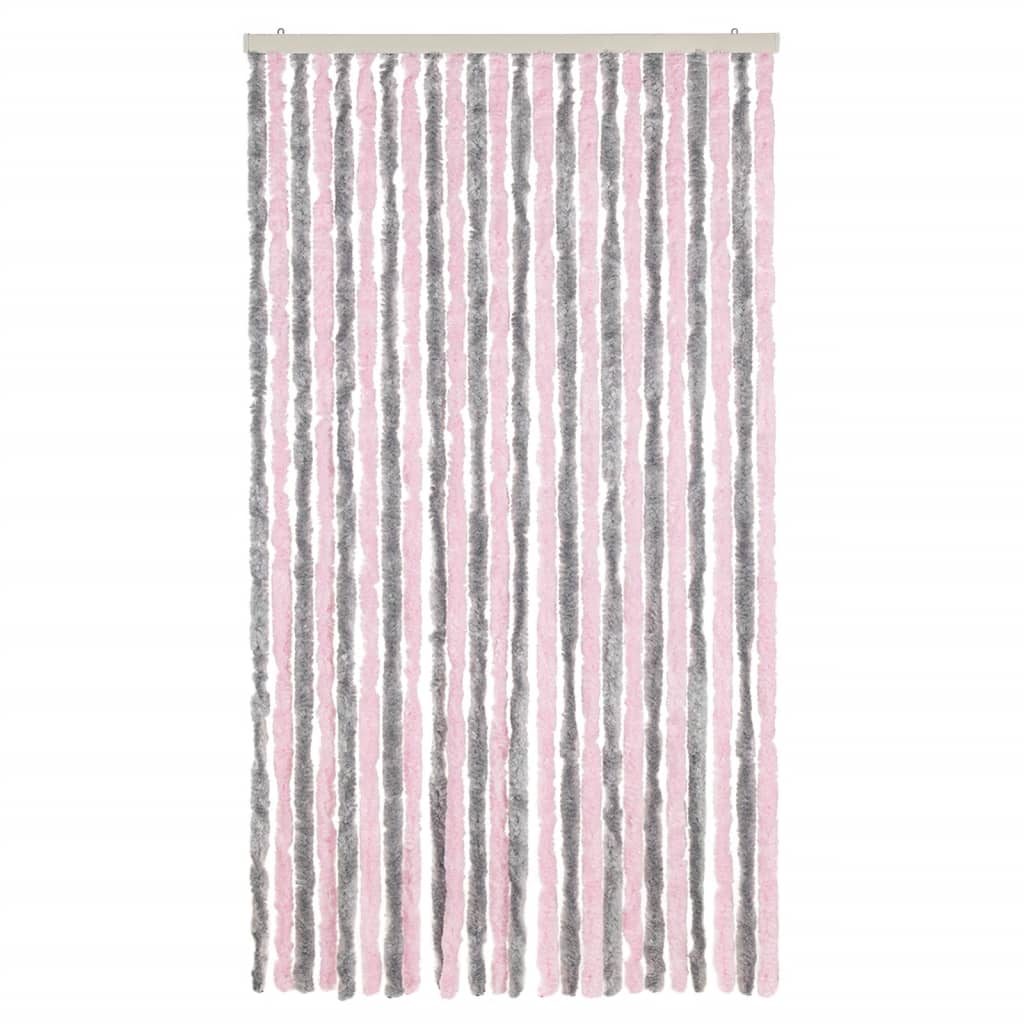 Vidaxl Fly Curtain 100x220 cm Chenille argento grigio e rosa