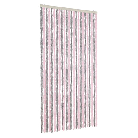 Vidaxx rideau anti-mouches 100x230 cm chenille gris argenté et rose