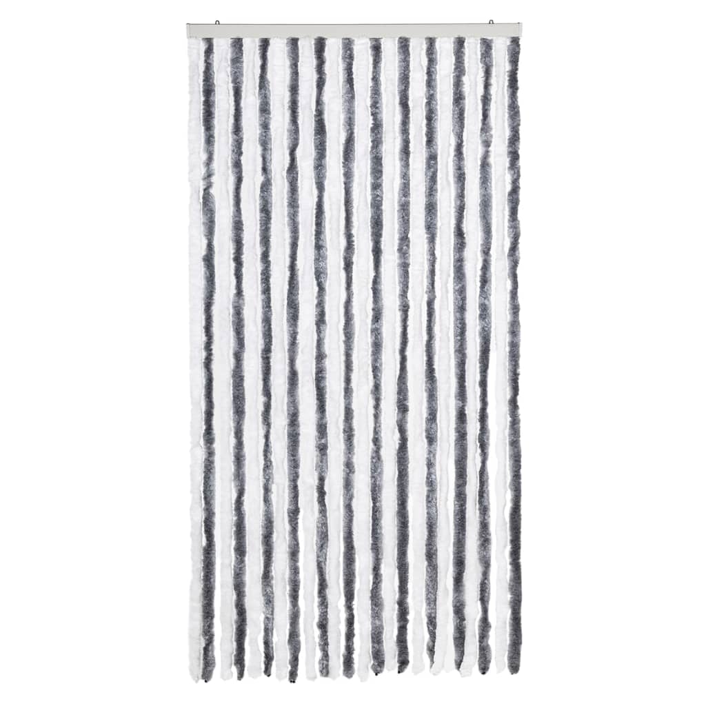 Vidaxl Fly Curtain 100x200 cm Chenille grigio e bianco