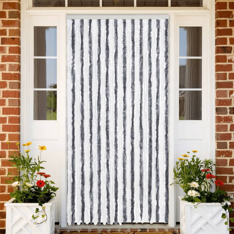 Vidaxx rideau anti-mouches 100x200 cm chenille gris et blanc
