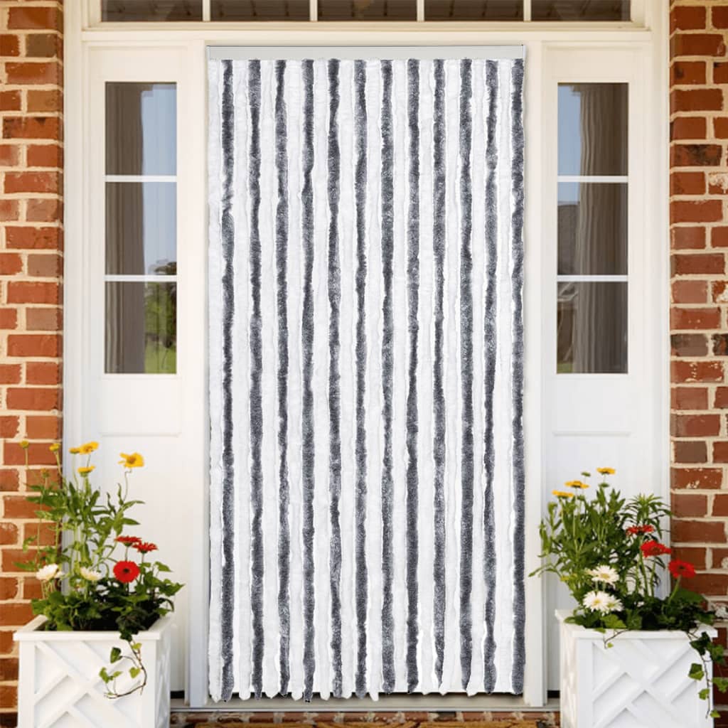 Vidaxx rideau anti-mouches 100x230 cm chenille gris et blanc