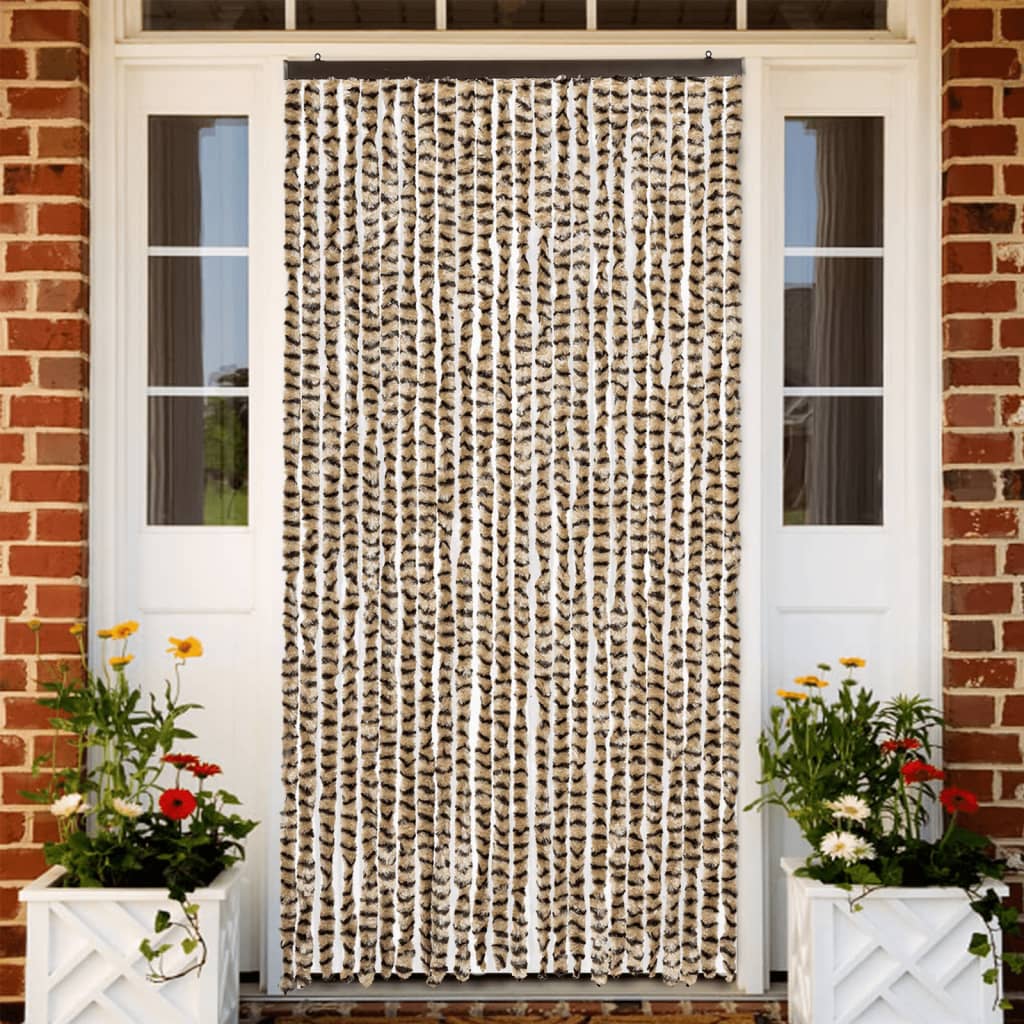 Vidaxx rideau anti-mouches 100x200 cm chenille beige et marron