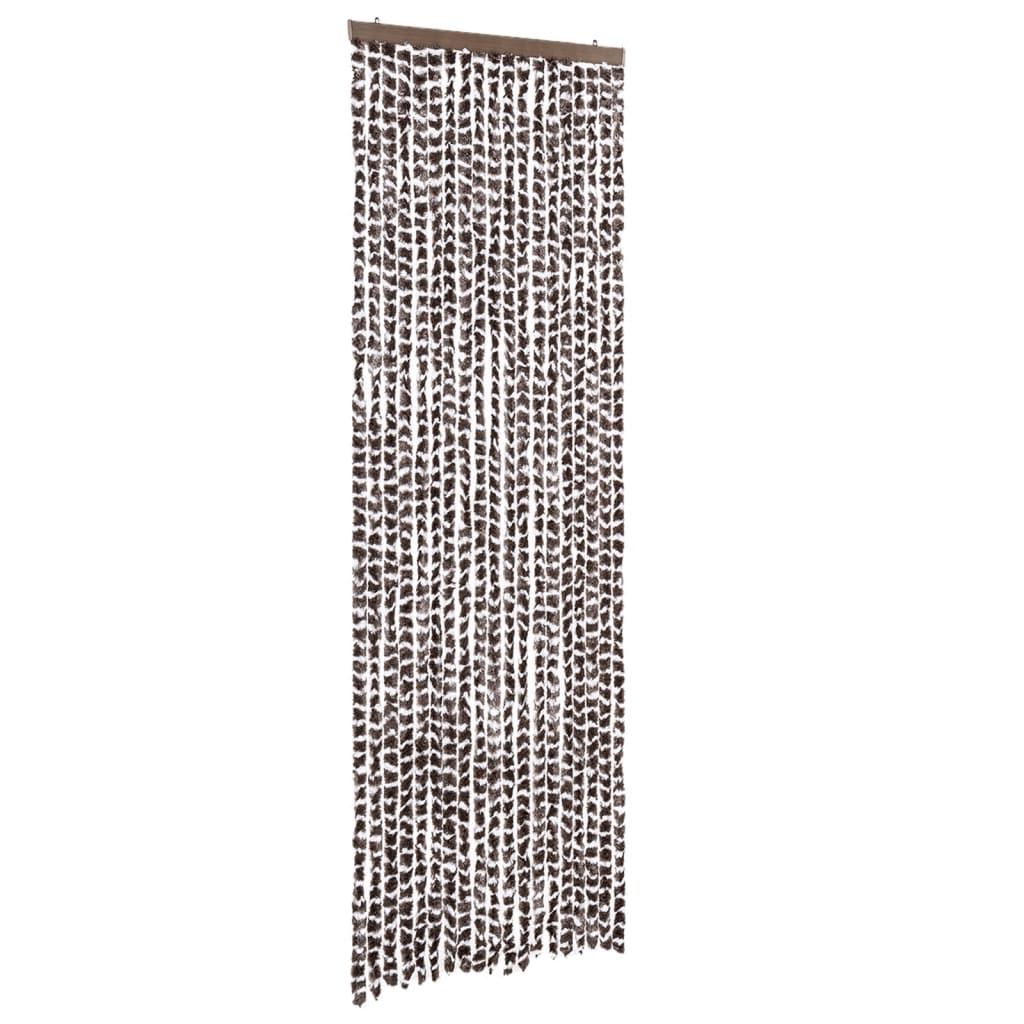 Vidaxl Fly Curtain 56x200 cm Chenille Brown and White