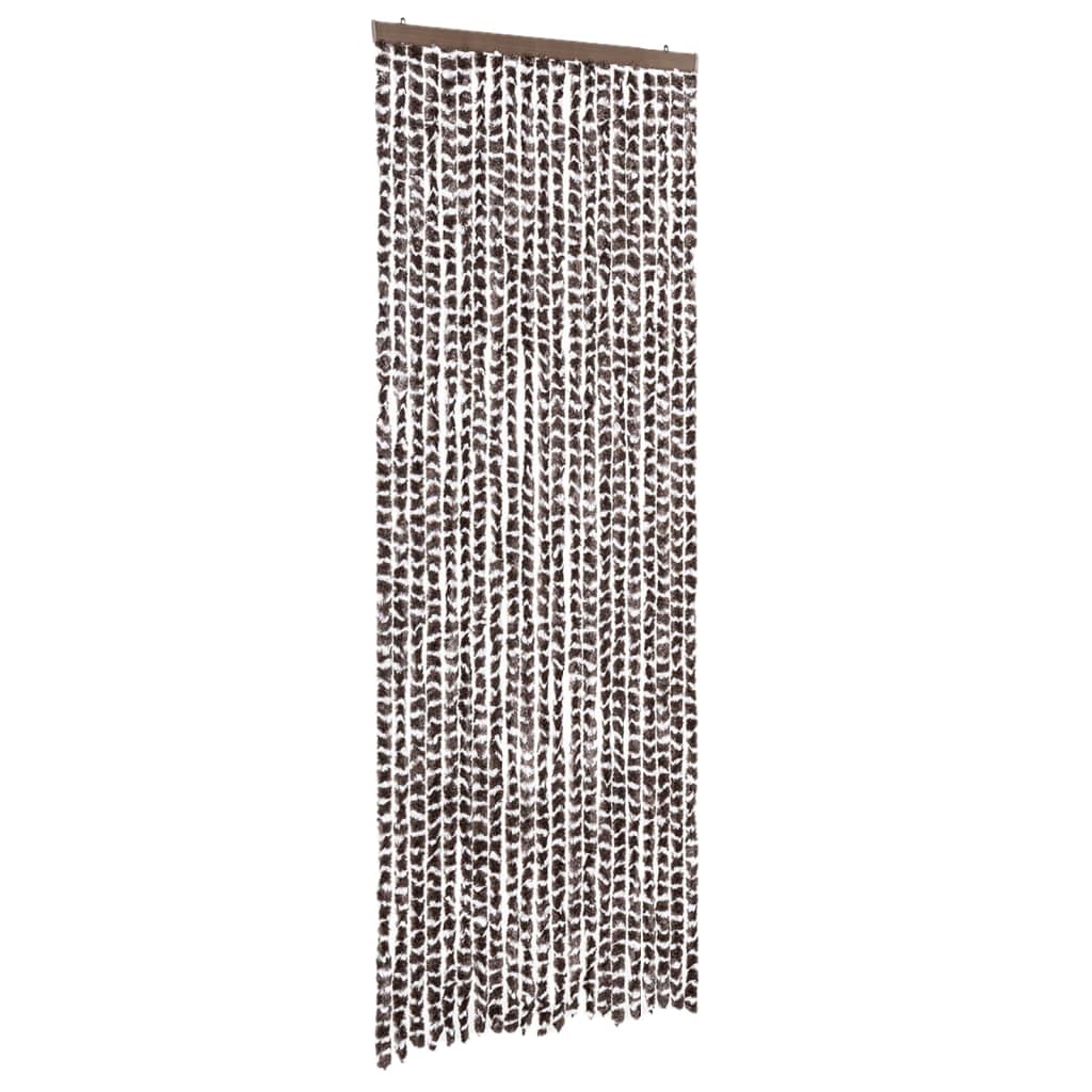 Vidaxl Fly Curtain 90x200 cm CHENILLE BRORN ET BLANC