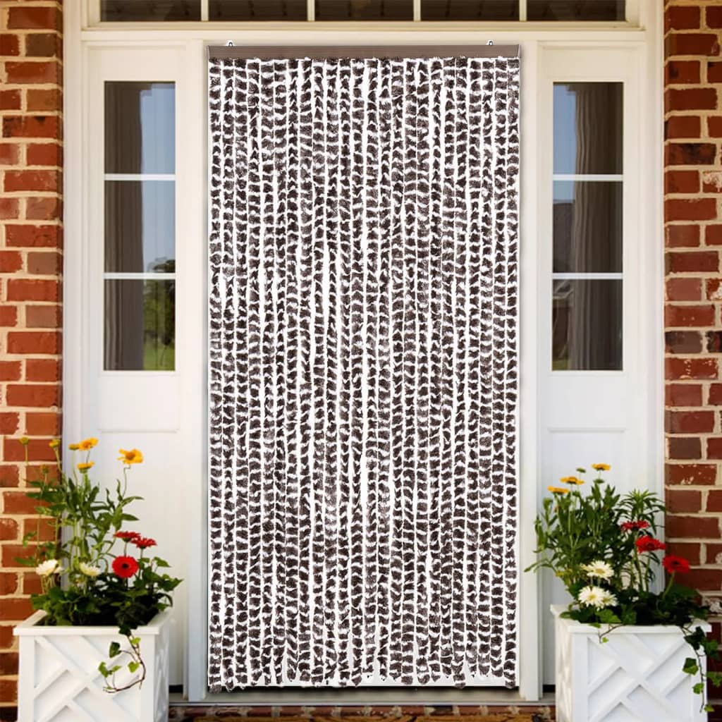 Vidaxl Fly Curtain 100x230 cm Chenille Brown and White