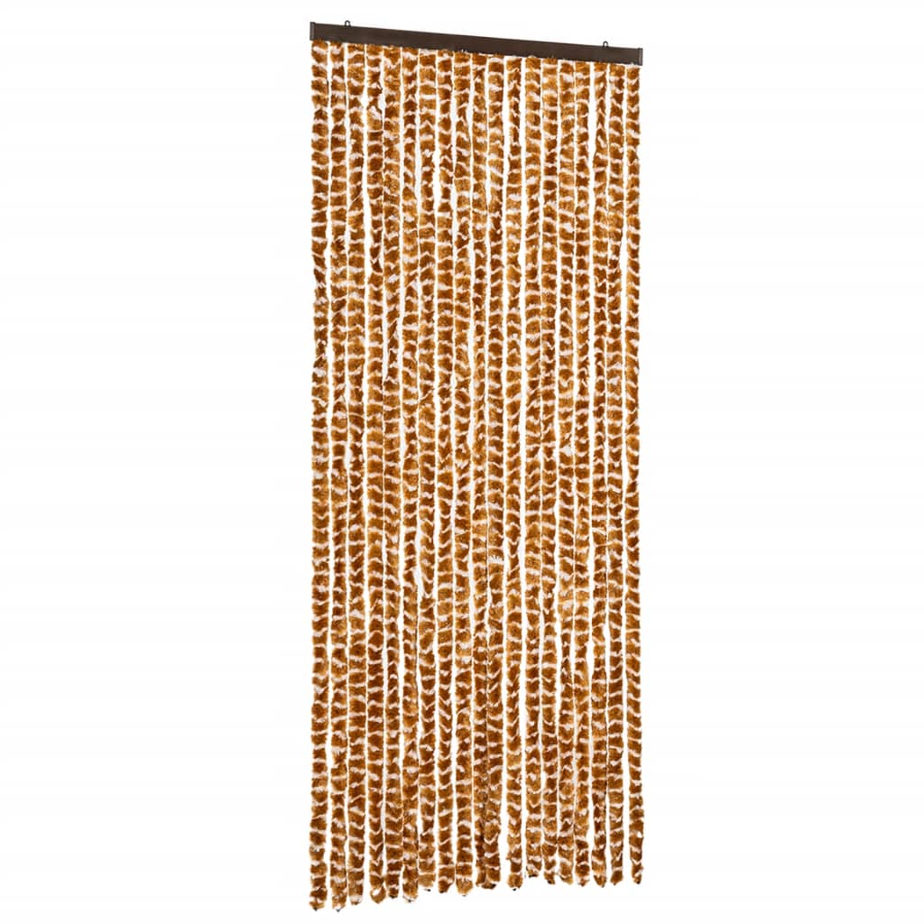 Vidaxl Fly Curtain 56x200 cm Chenille Ocher and White