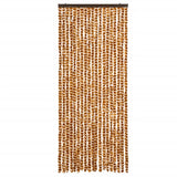 Cortina de mosca Vidaxl 56x200 cm chenille ocre y blanco