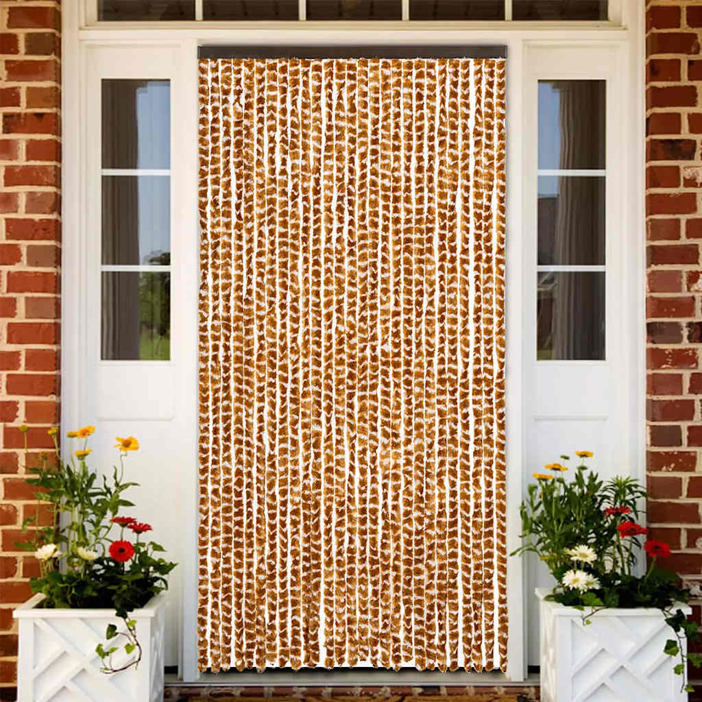 Vidaxx rideau anti-mouches 90x200 cm chenille ocre et blanc