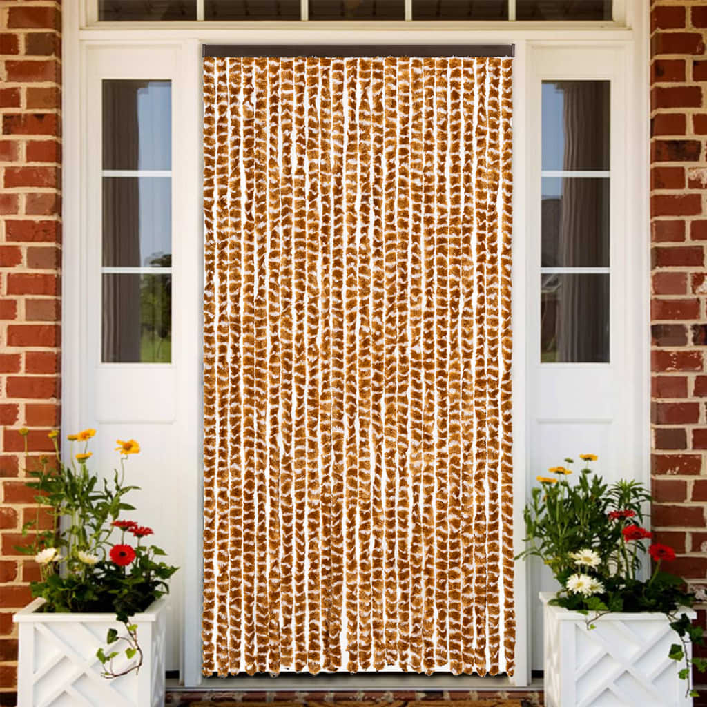 Vidaxx rideau anti-mouches 100x230 cm chenille ocre et blanc