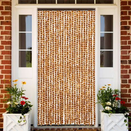 Vidaxx rideau anti-mouches 100x230 cm chenille ocre et blanc