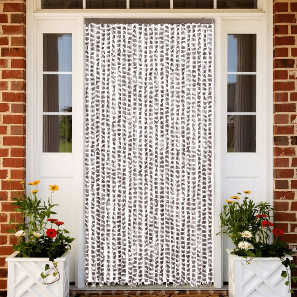Vidaxx rideau anti-mouches 100x230 cm chenille taupe et blanc