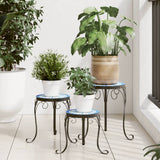 Vidaxl supports pour plantes 3 pcs en céramique bleu et blanc