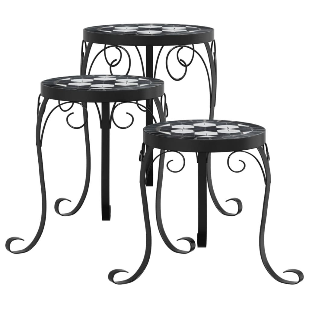 Vidaxl supports pour plantes 3 pcs en céramique noir et blanc