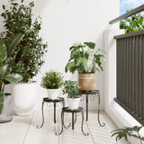 Vidaxl supports pour plantes 3 pcs en céramique noir et blanc
