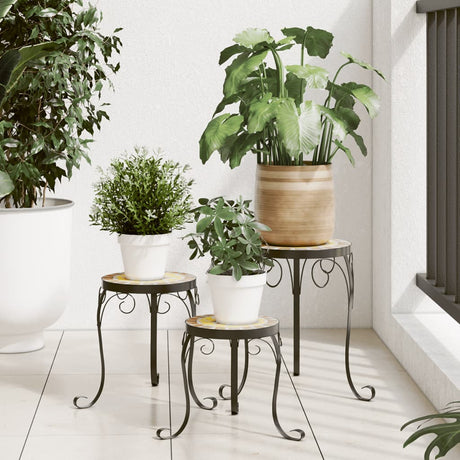 Vidaxl supports pour plantes 3 pcs en céramique terre cuite colorée et blanche