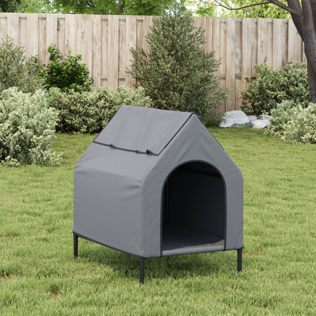 VidaXL niche pour chien tissu oxford et acier gris clair