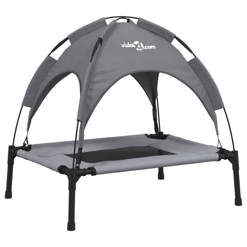 Lit pour chien Vidaxl avec auvent tissu oxford et acier anthracite