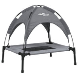 Lit pour chien Vidaxl avec auvent tissu oxford et acier anthracite