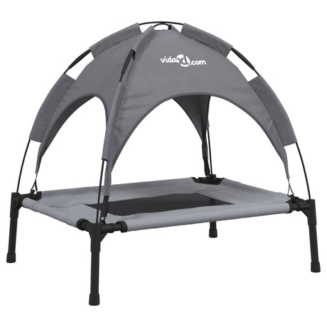 Lit pour chien Vidaxl avec auvent tissu oxford et acier anthracite