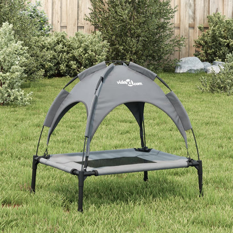 Lit pour chien Vidaxl avec auvent tissu oxford et acier anthracite