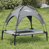 Lit pour chien Vidaxl avec auvent tissu oxford et acier anthracite