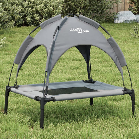 Lit pour chien Vidaxl avec auvent tissu oxford et acier anthracite