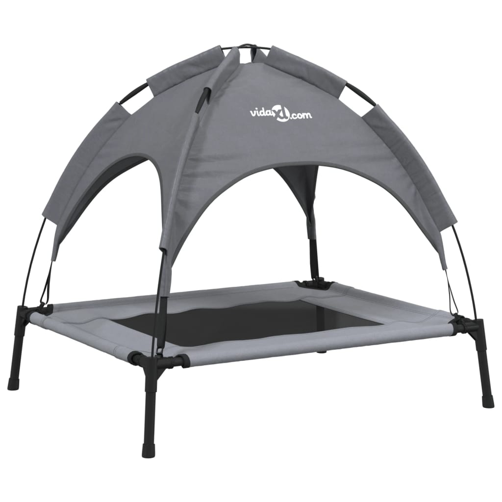 Lit pour chien Vidaxl avec auvent tissu oxford et acier anthracite